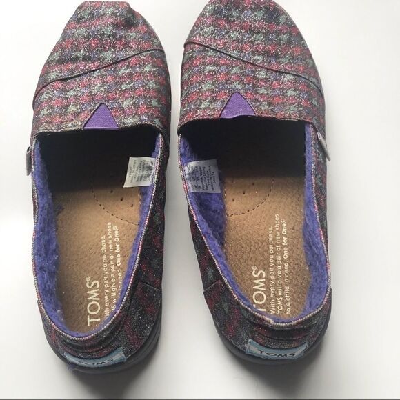 ** Toms ** purple glitter lined slip on shoes - Picture 4 of 7